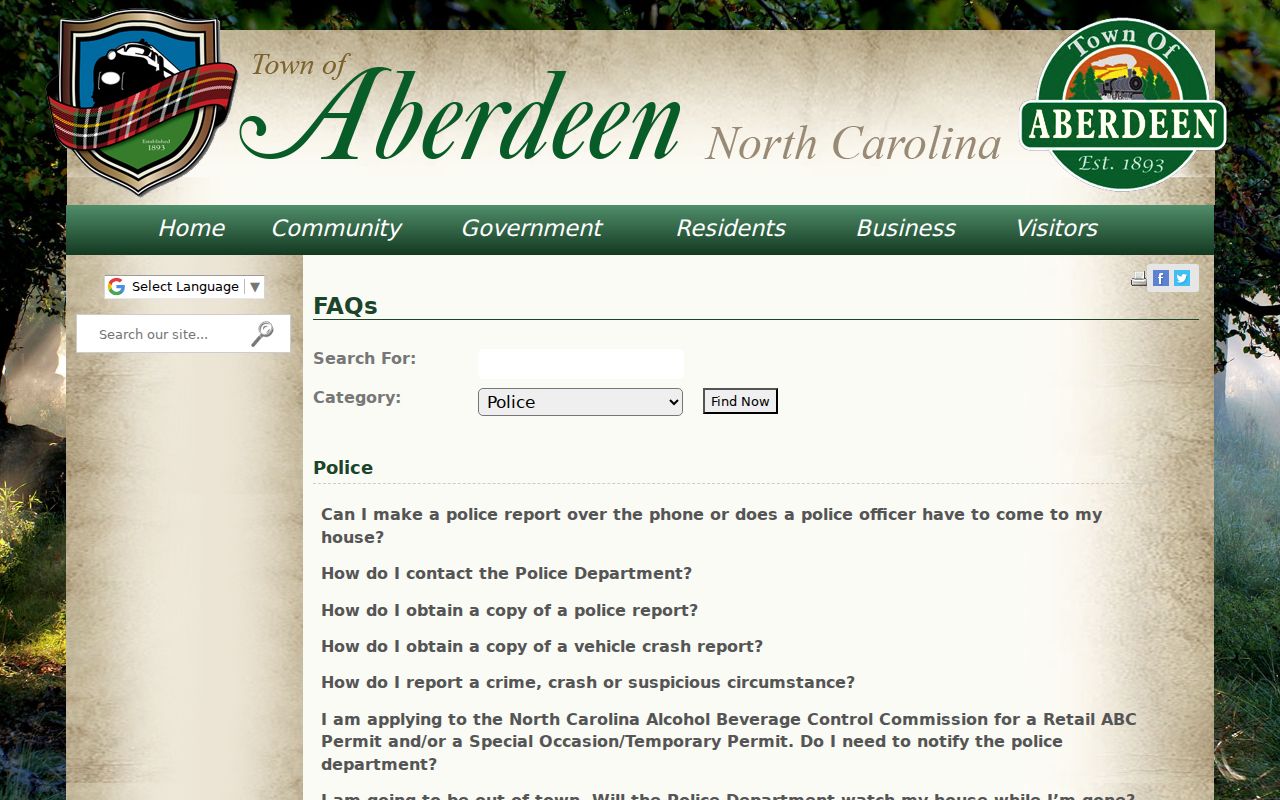 Aberdeen court records image from the Aberdeen Police FAQ source