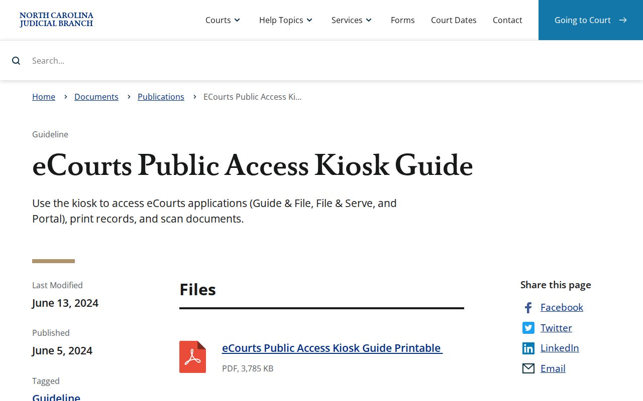 Moore County docket search public access kiosk