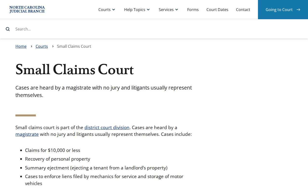 Moore County civil court dockets small claims source