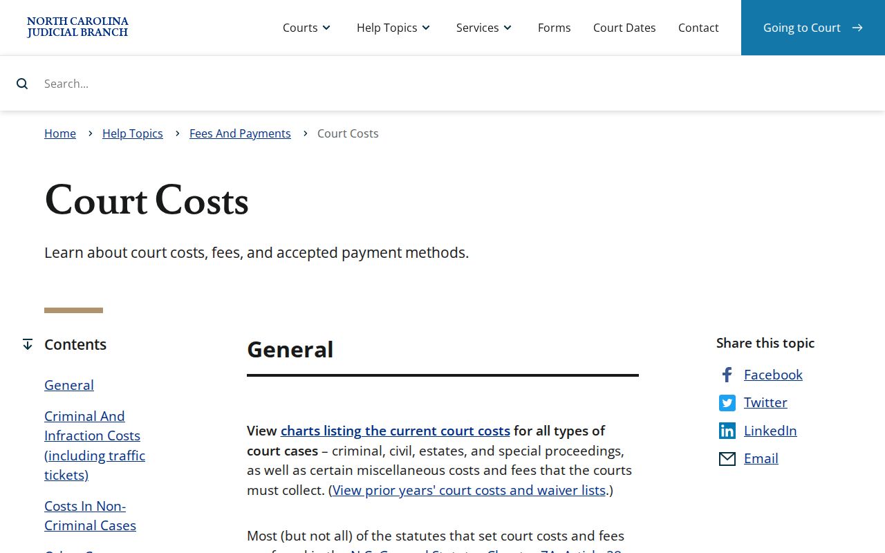 Moore County civil court dockets court costs source