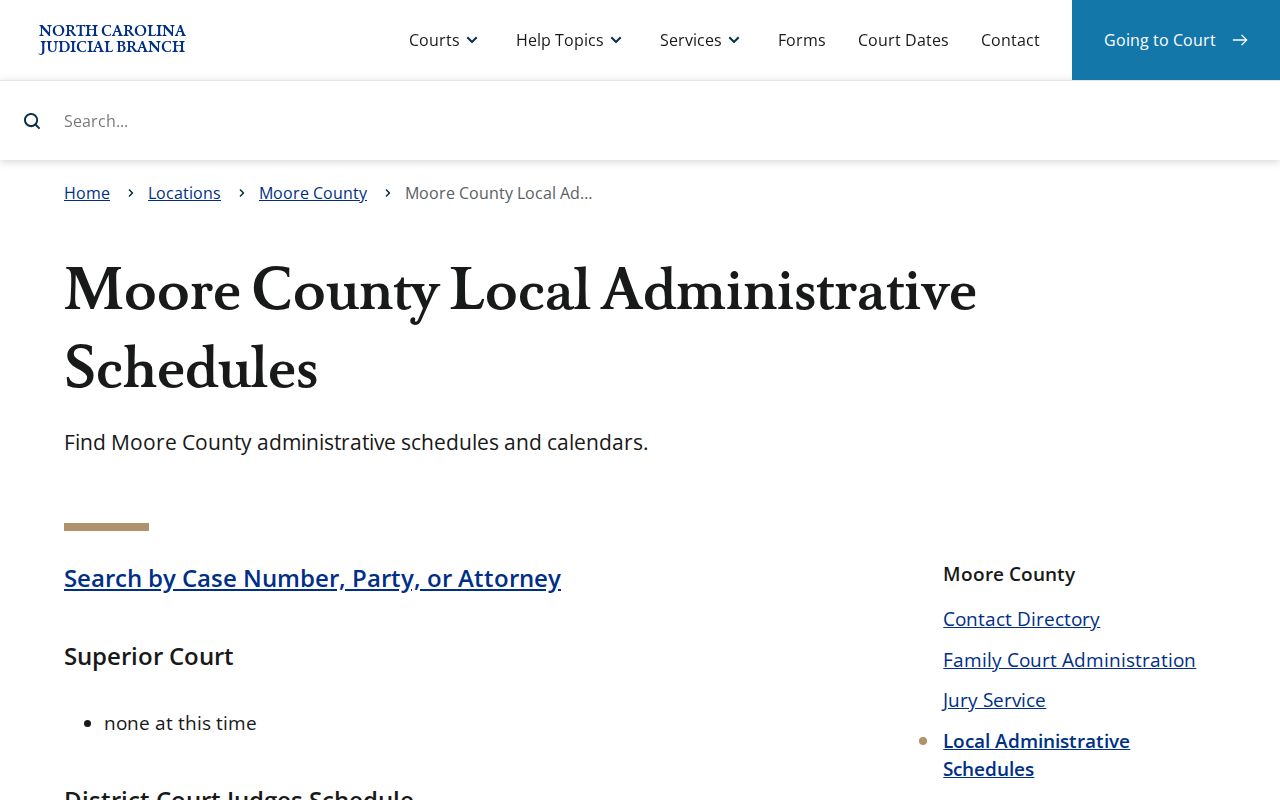 Moore County court schedule administrative schedules