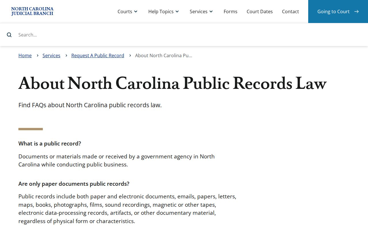 Moore County court records public access law explanation