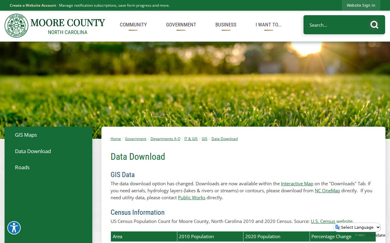 Moore County court docket city population records