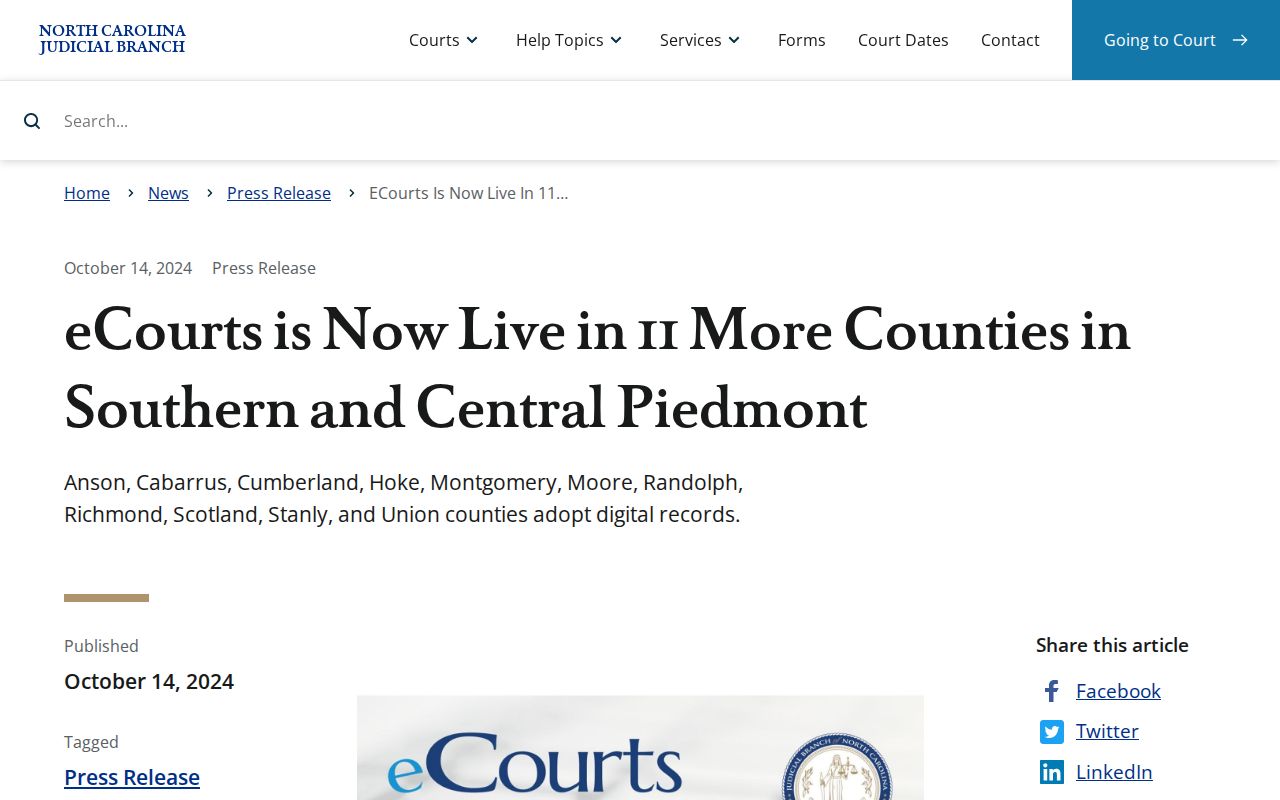 Moore County court docket eCourts transition