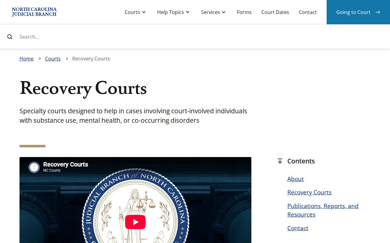 Pinehurst court records reference image from North Carolina Recovery Courts