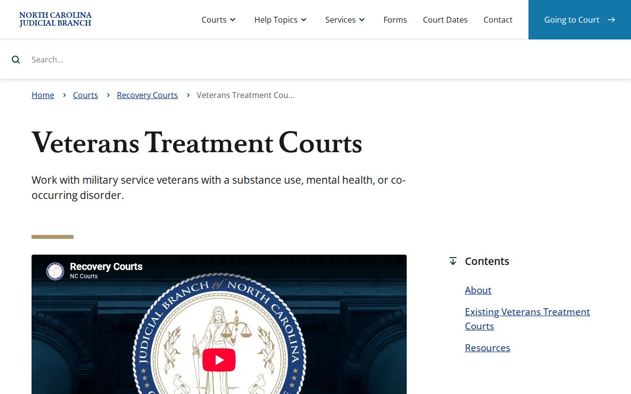 Pinehurst court records image from North Carolina Veterans Treatment Court