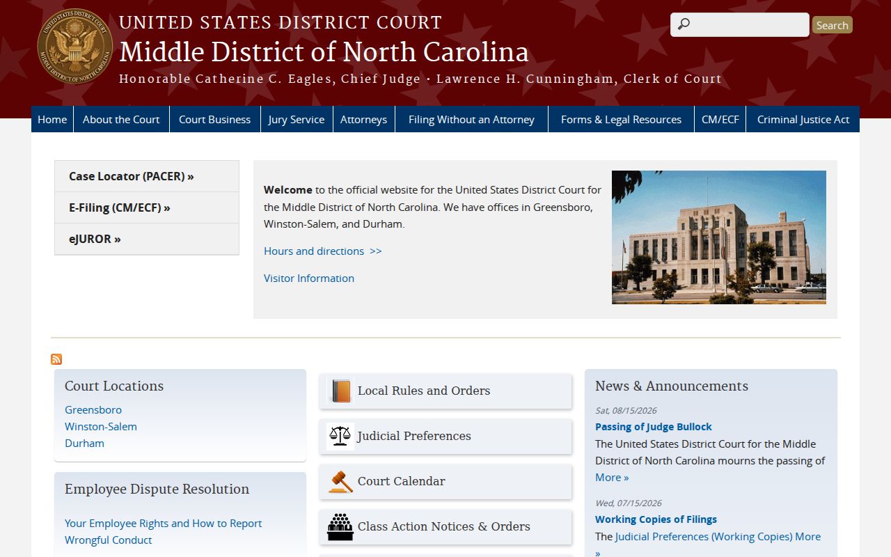 Southern Pines court records reference image from the Middle District of North Carolina