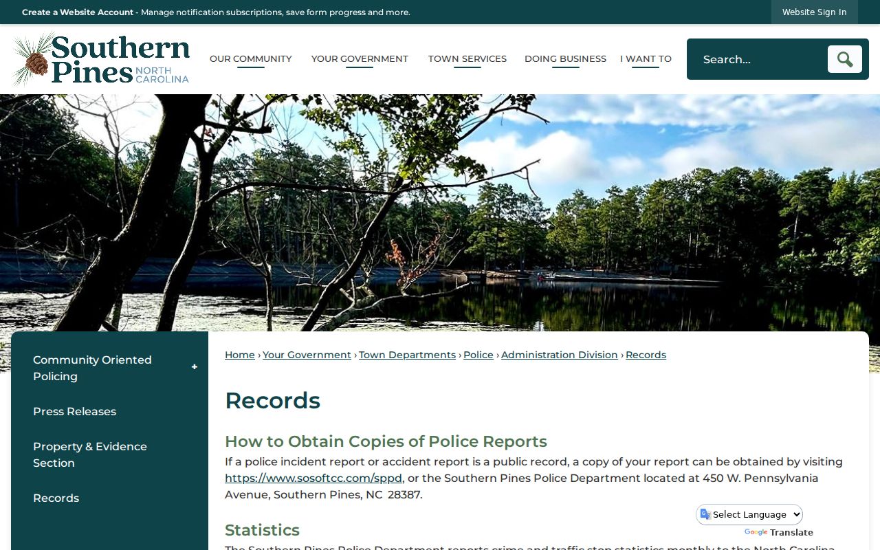 Southern Pines court records image from the Southern Pines Police Records source