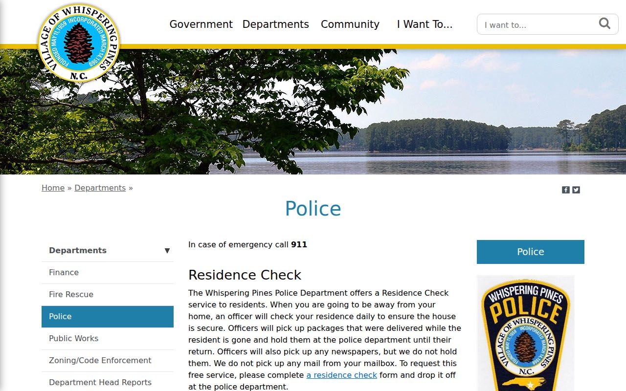 Whispering Pines court records image from the Whispering Pines Police Department source